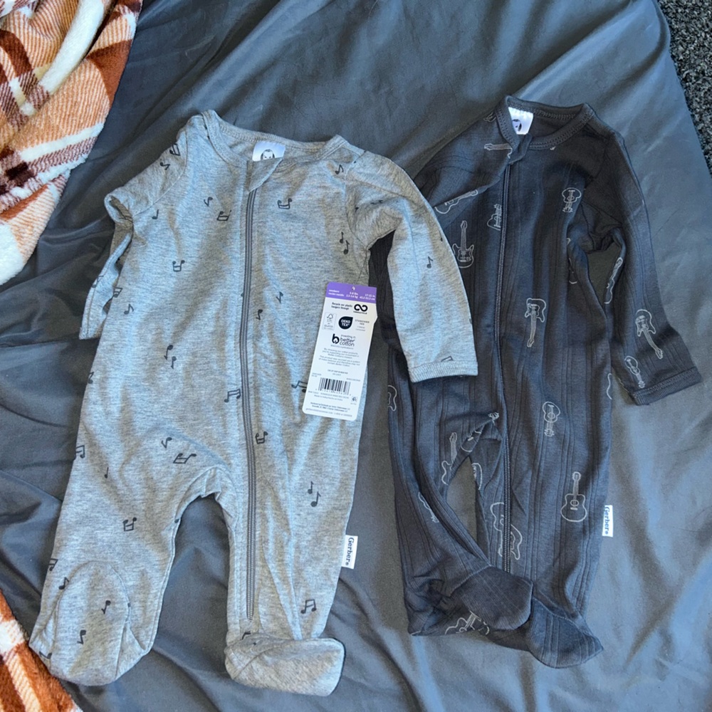 Light and Dark Gray Baby Onesies